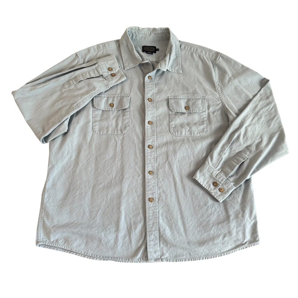 Pendleton 2XL Light Blue Twill Long Sleeve Button Up Mens Work Shirt RA565-79338